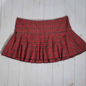 Tripp NYC 80s 90s Gothic Punk Emo Rock Red Tartan Plaid School Mini Skirt XL